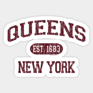 Queens NY Distressed Retro Souvenir Print T-Shirt Sticker